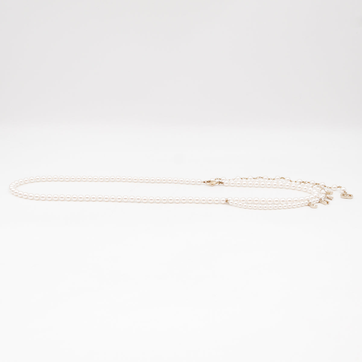 Pearl Waist Necklace With Crystal Letters 90 cm