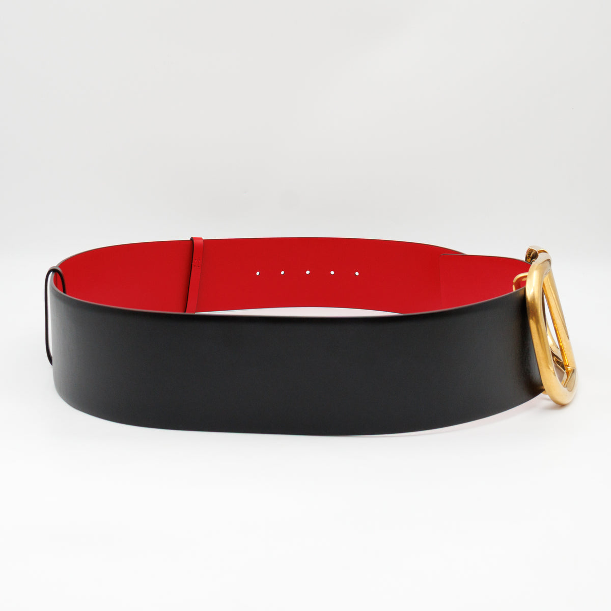 VLogo Signature Wide Reversible Belt Black & Red Leather 90 cm