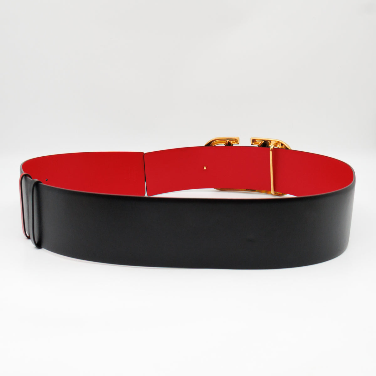 VLogo Signature Wide Reversible Belt Black & Red Leather 90 cm