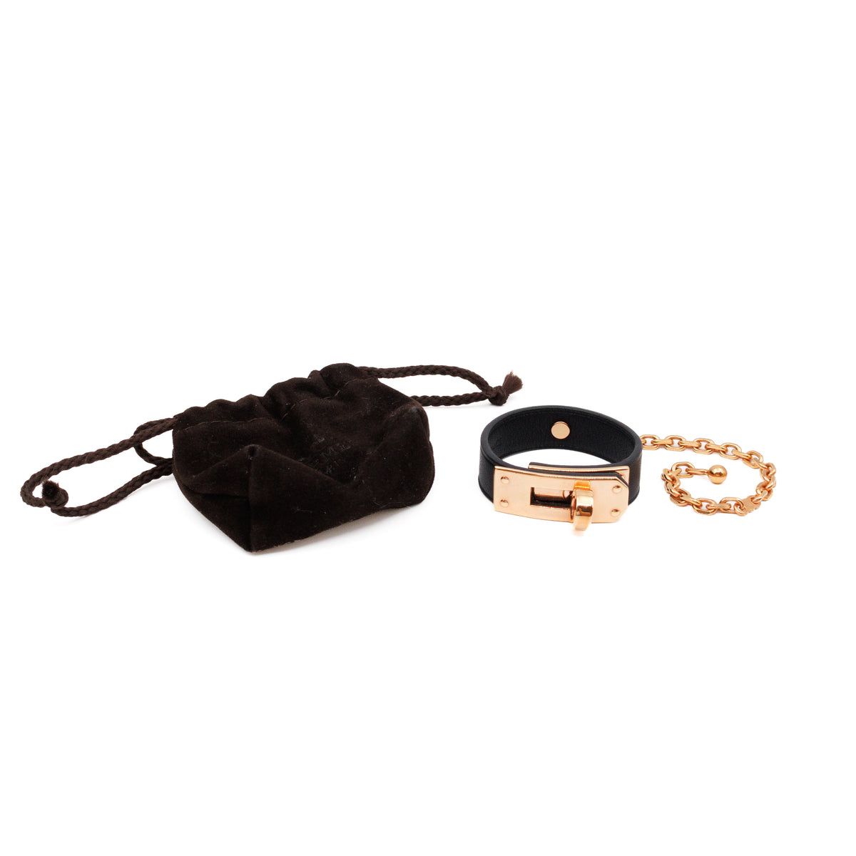 Kelly Glove Clip Black Leather Rose Gold