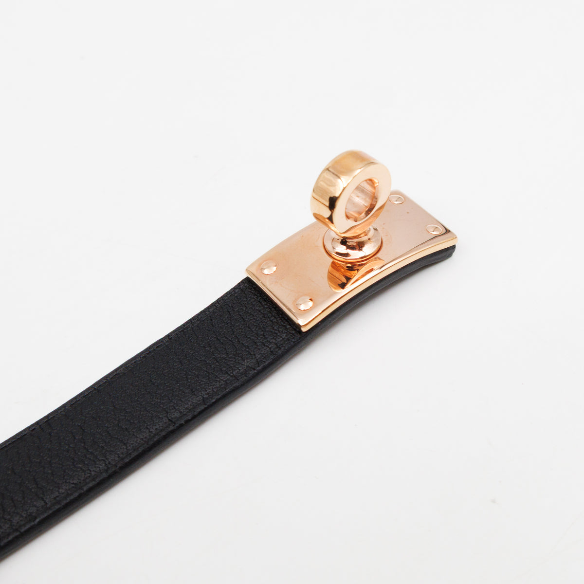 Kelly Glove Clip Black Leather Rose Gold