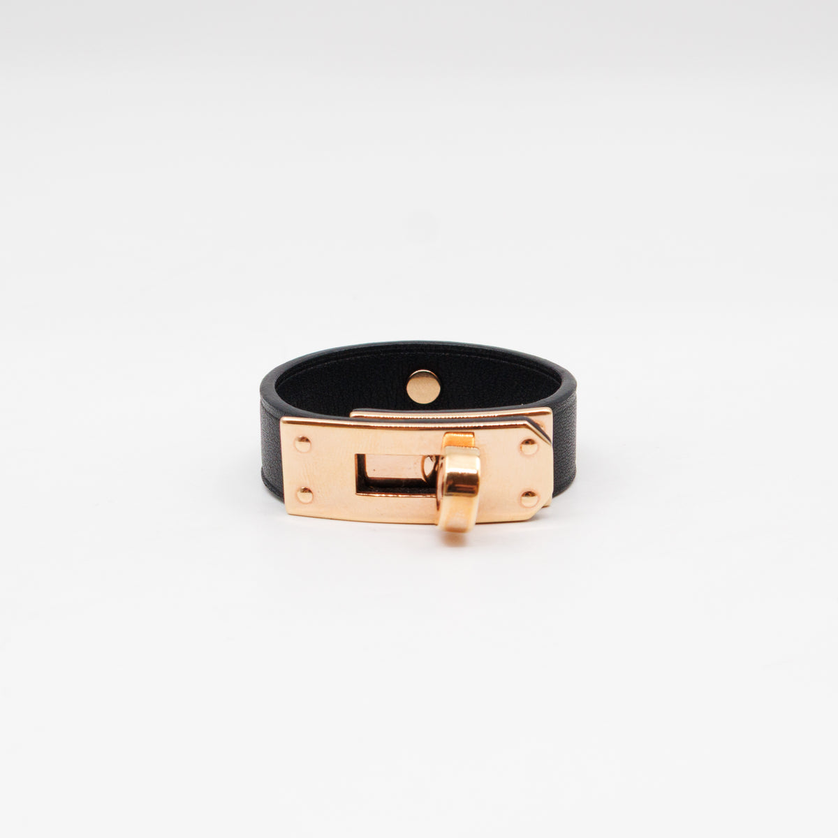 Kelly Glove Clip Black Leather Rose Gold