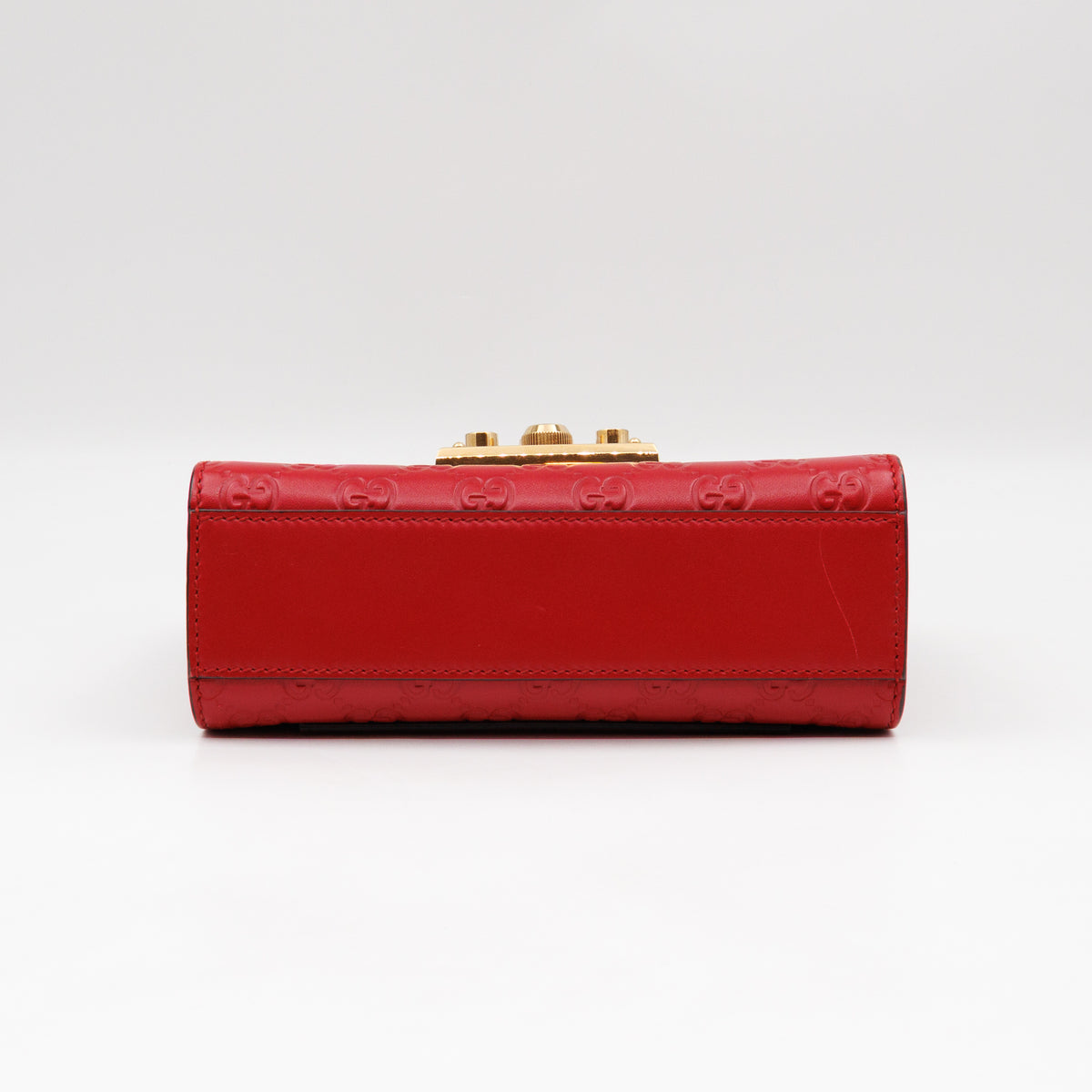Padlock Flap Bag Small Hibiscus Red GG Guccissima