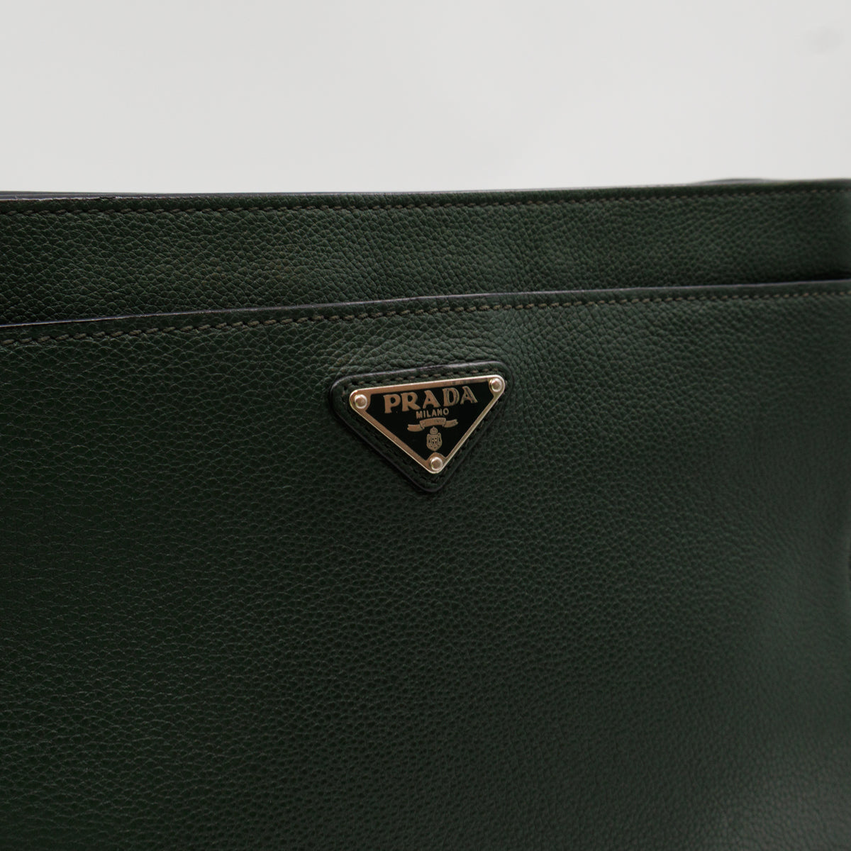 Flat Pocket Messenger Bag Dark Green Leather