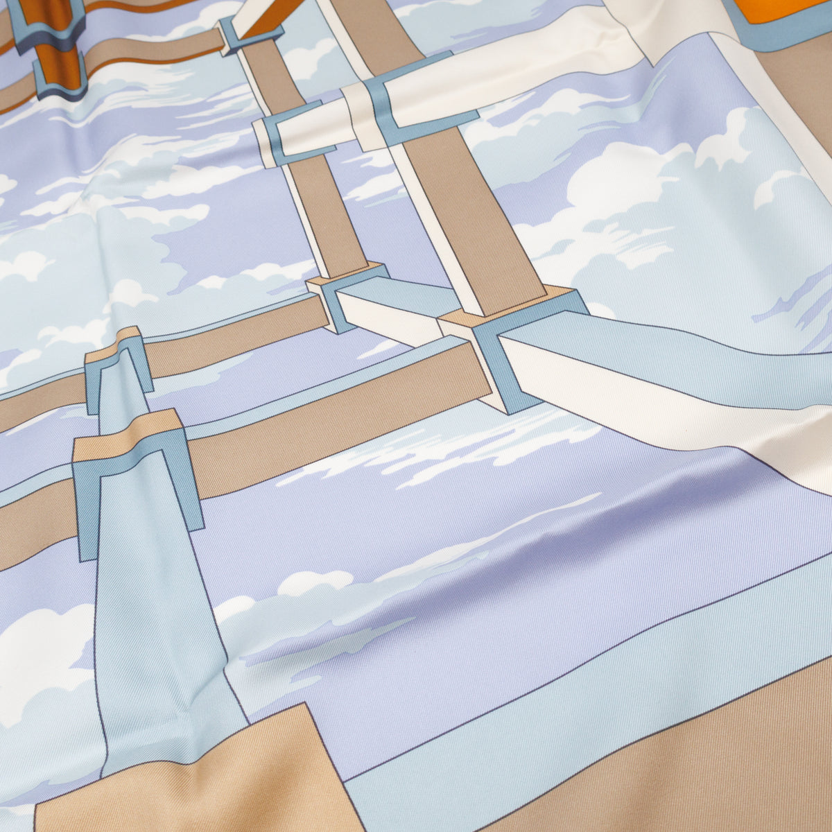 Silk Scarf 90 A.M. Cassandre Pour Hermes Blue