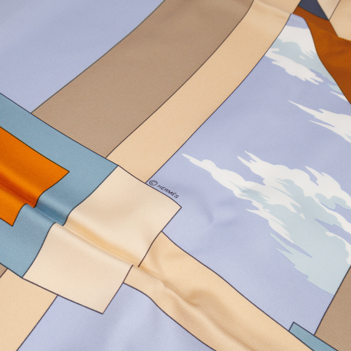 Silk Scarf 90 A.M. Cassandre Pour Hermes Blue