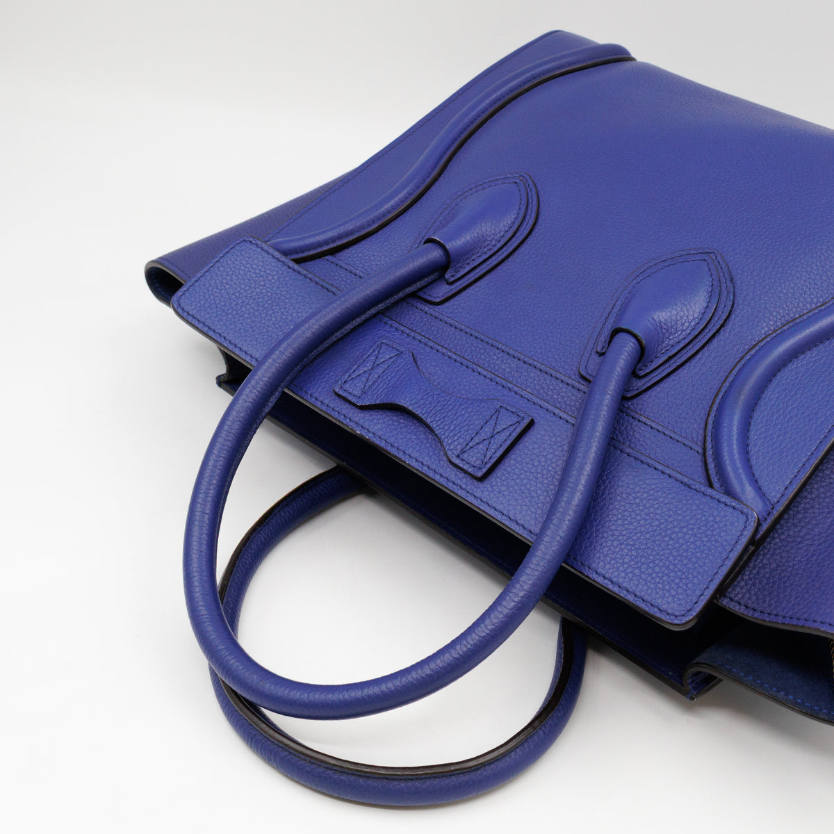 Micro Luggage Blue Leather