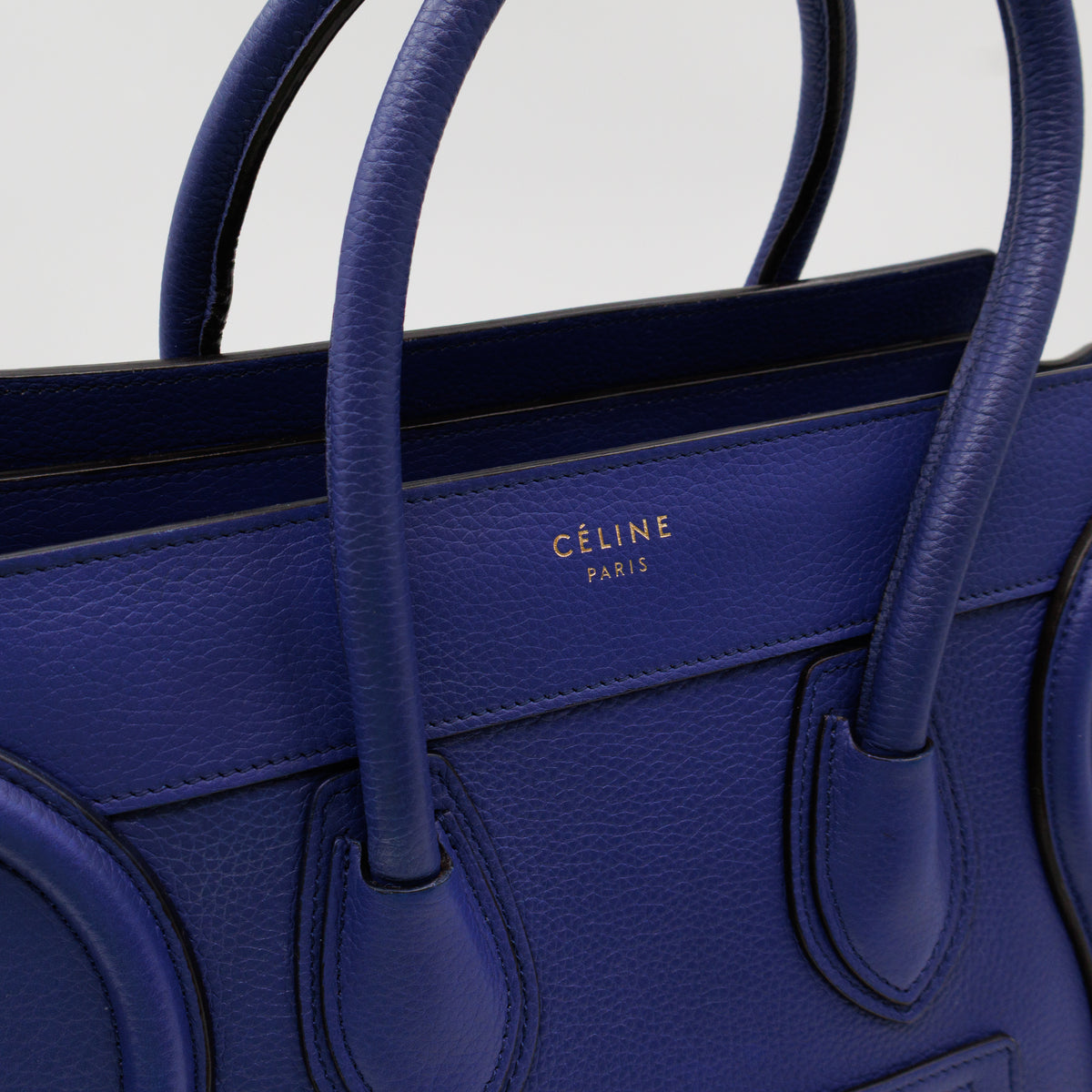 Micro Luggage Blue Leather