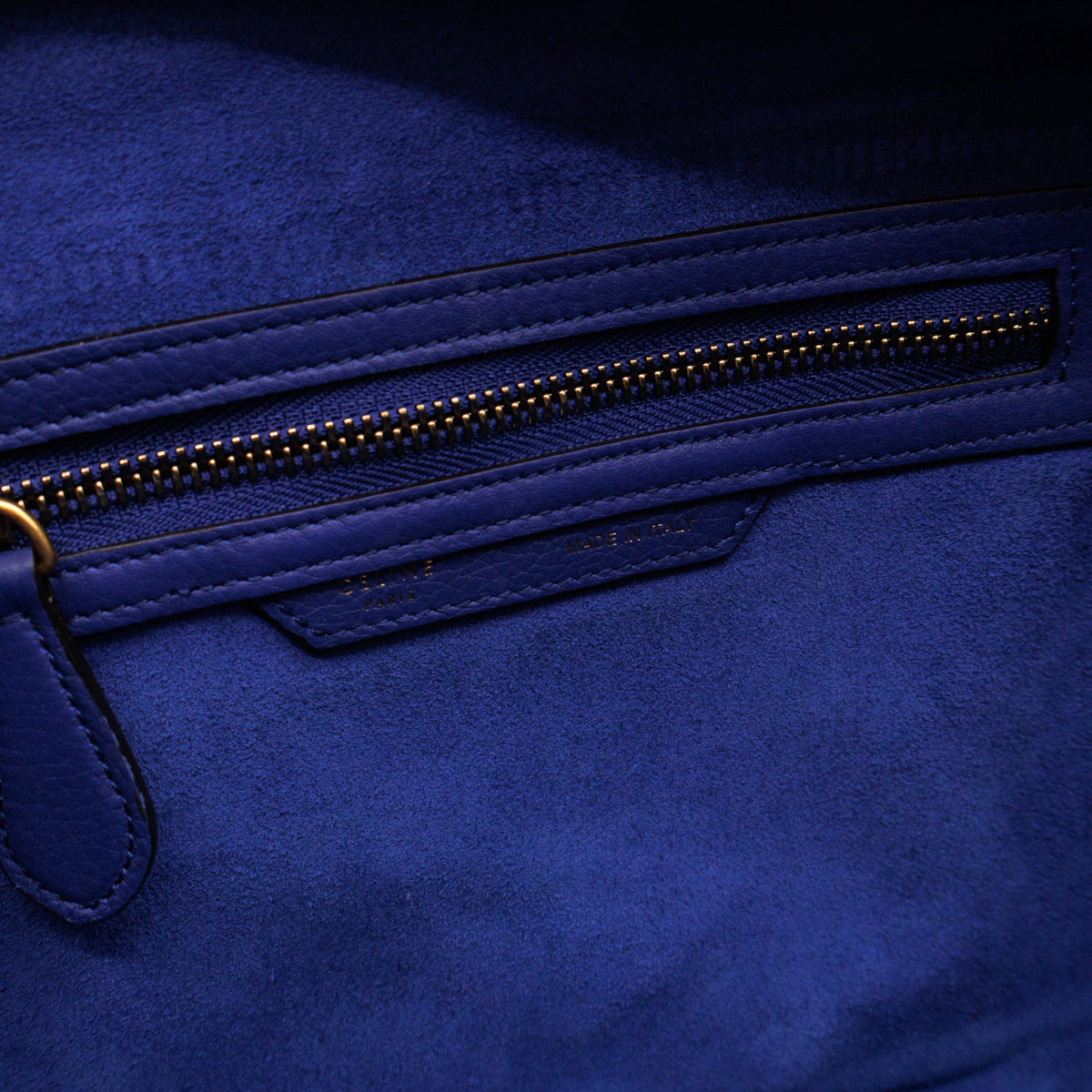 Micro Luggage Blue Leather