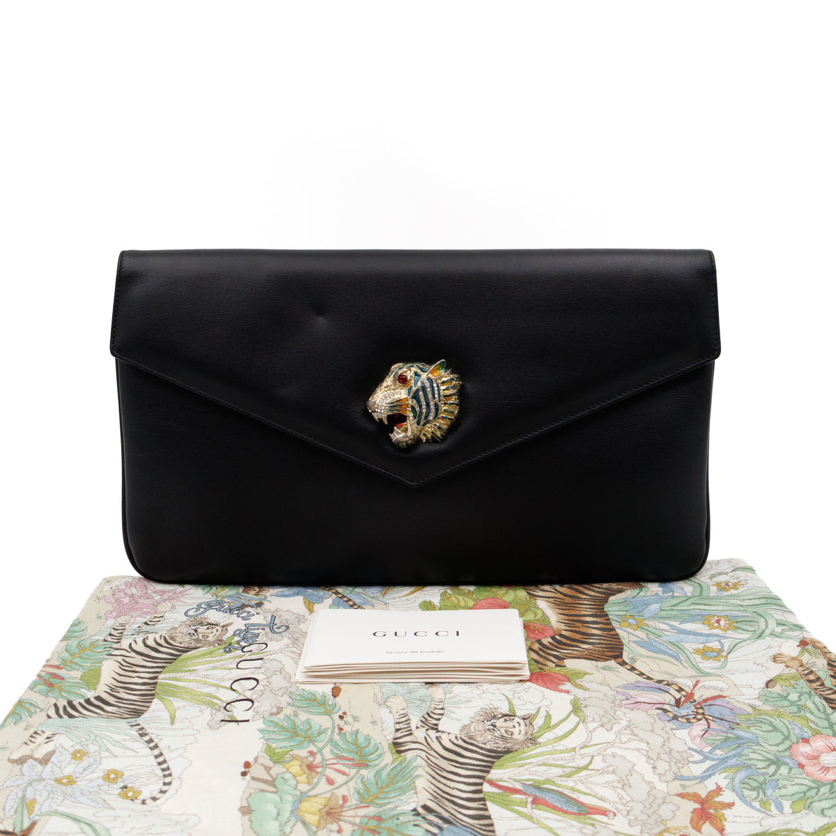 Rajah Clutch Black Leather