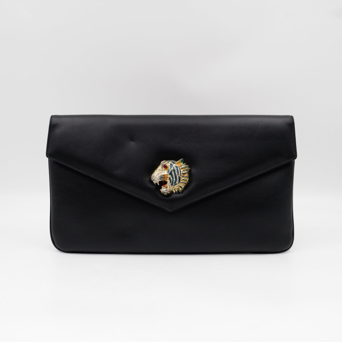 Rajah Clutch Black Leather