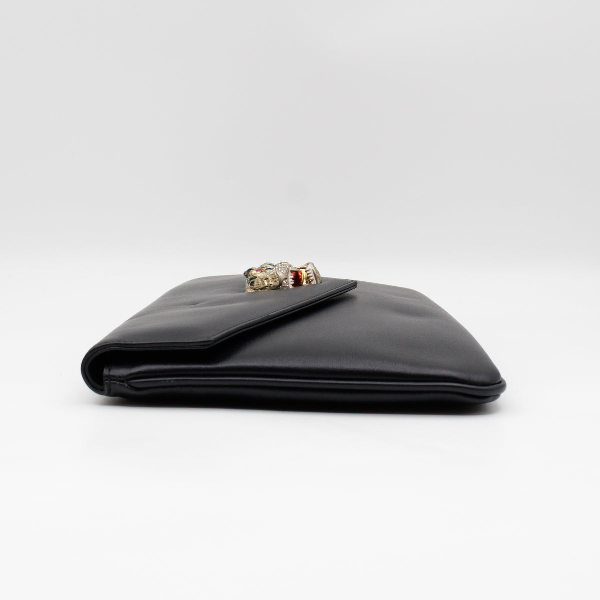 Rajah Clutch Black Leather