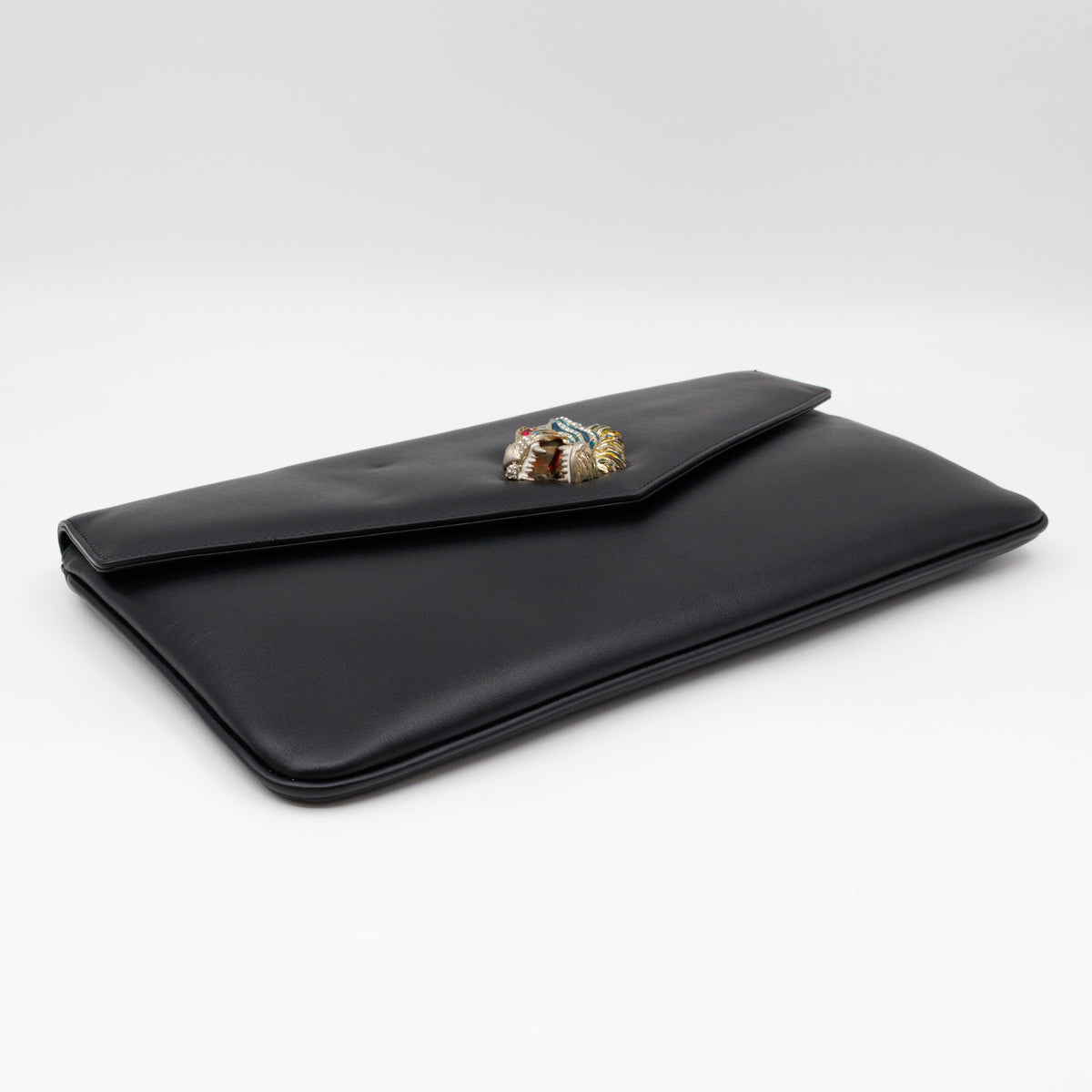 Rajah Clutch Black Leather