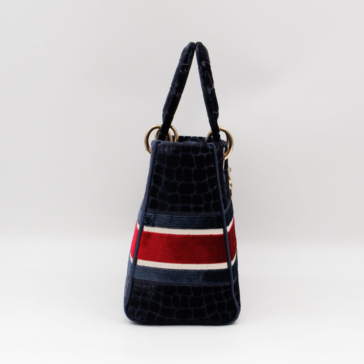 Lady D-Lite Medium Blue & Red Velvet Crocodile Pattern
