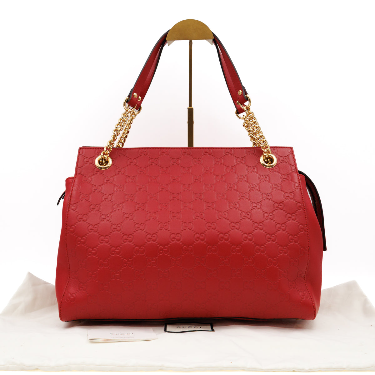 Signature Tote Bag Red Guccissima Leather