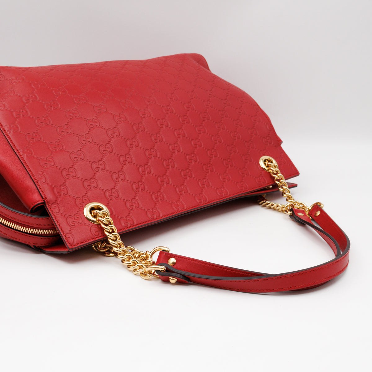 Signature Tote Bag Red Guccissima Leather