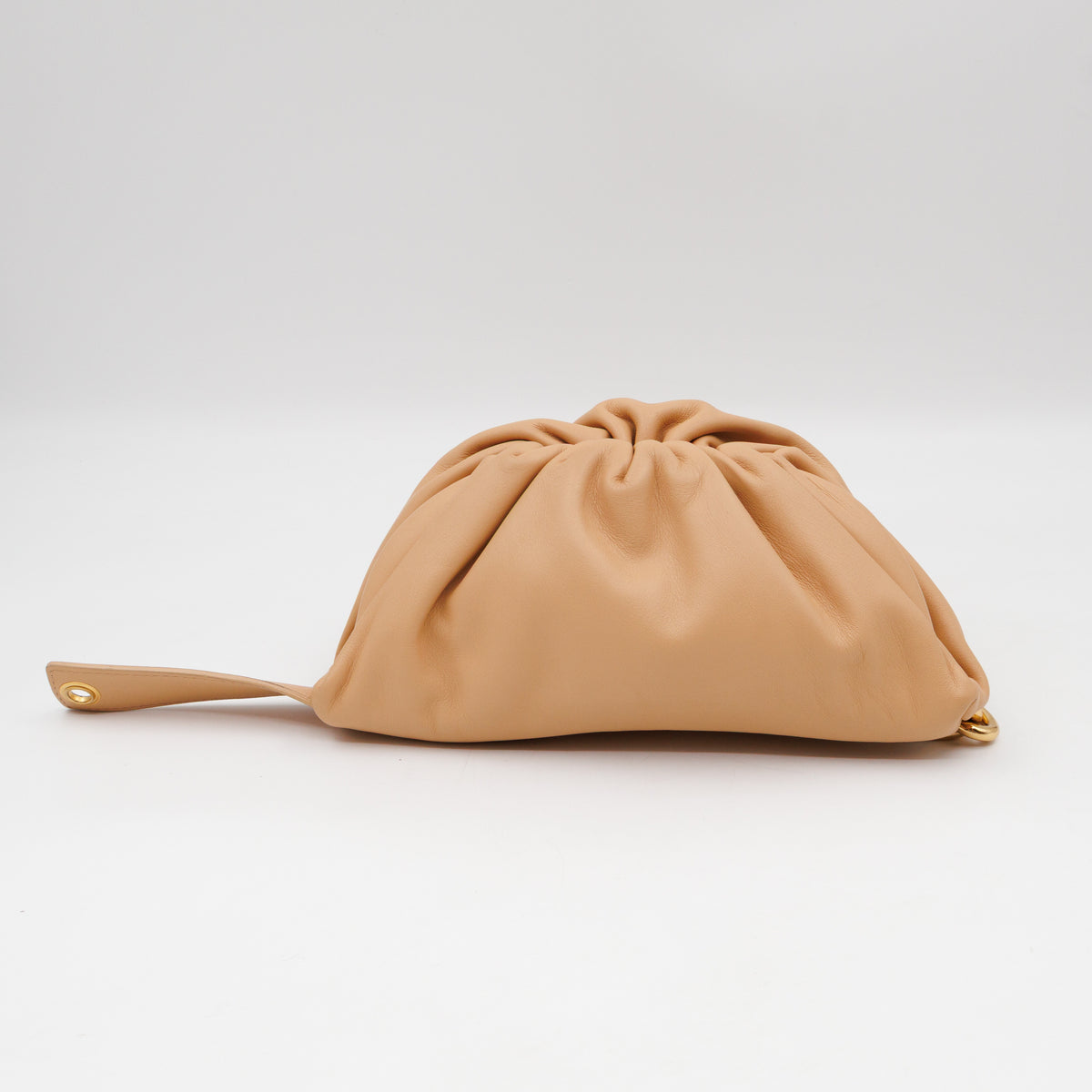 Mini Chain Pouch Waist Bag Beige Leather