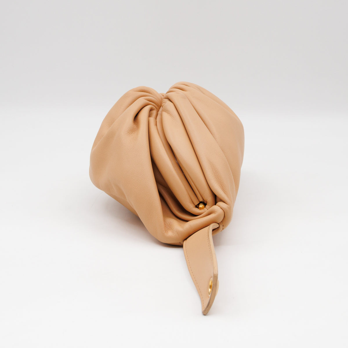 Mini Chain Pouch Waist Bag Beige Leather