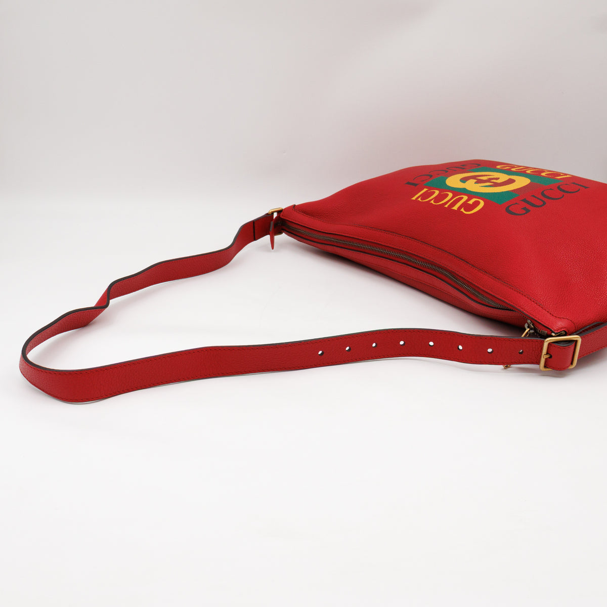 Half Moon Hobo Bag Red Leather
