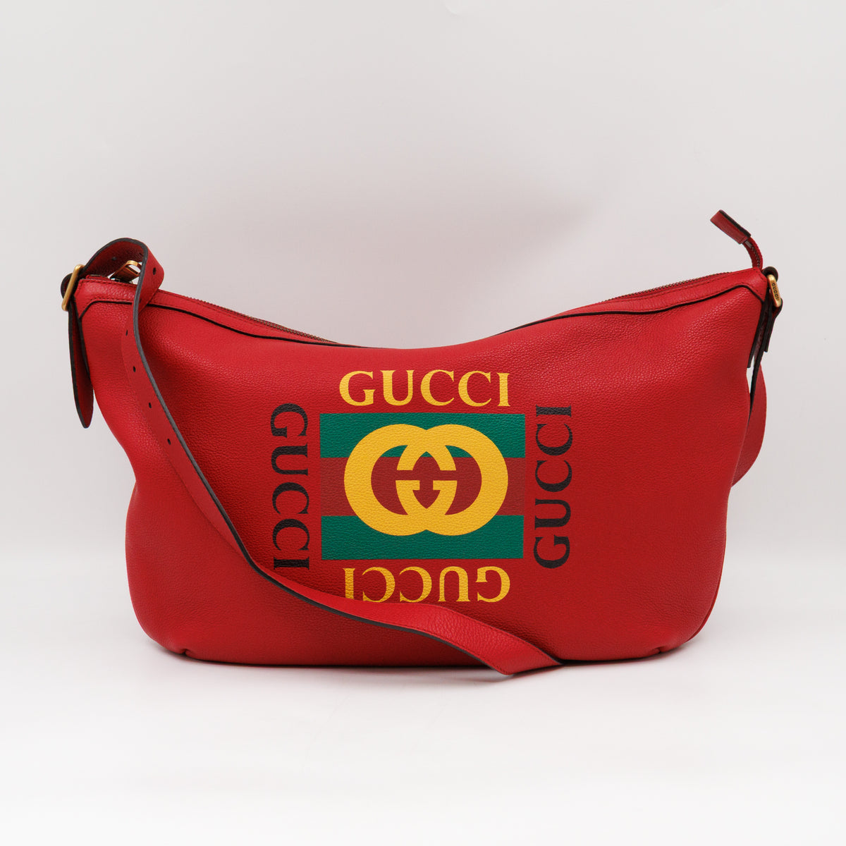 Half Moon Hobo Bag Red Leather