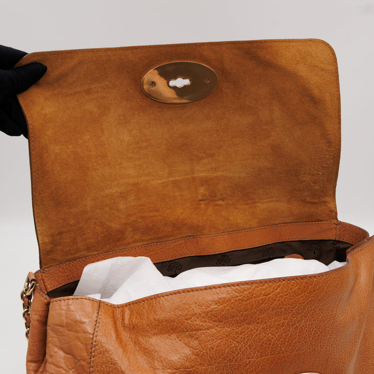 Lily Large Brown Calfskin Leather Gold