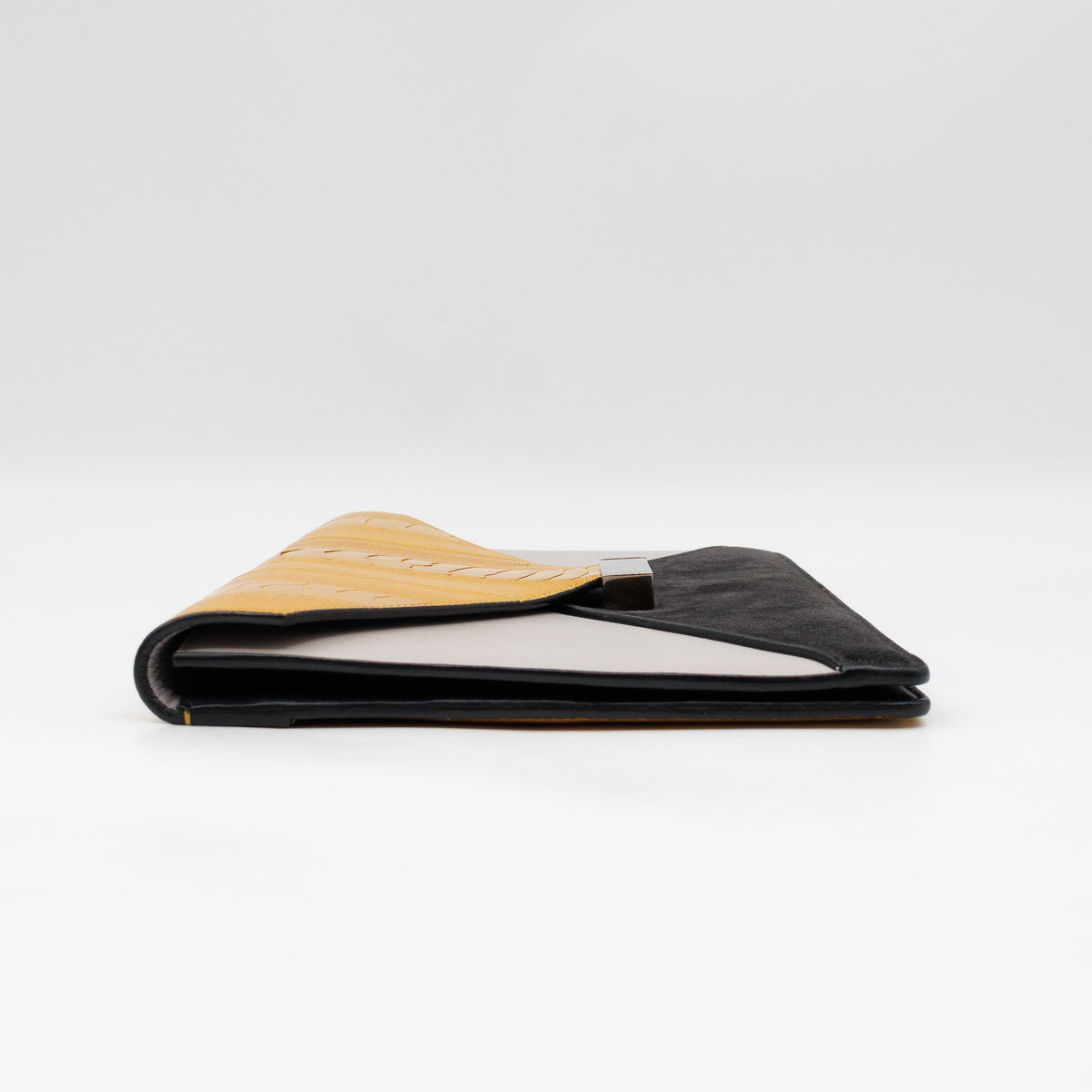 Tri-Color Diamond Clutch Ostrich Leather & Suede