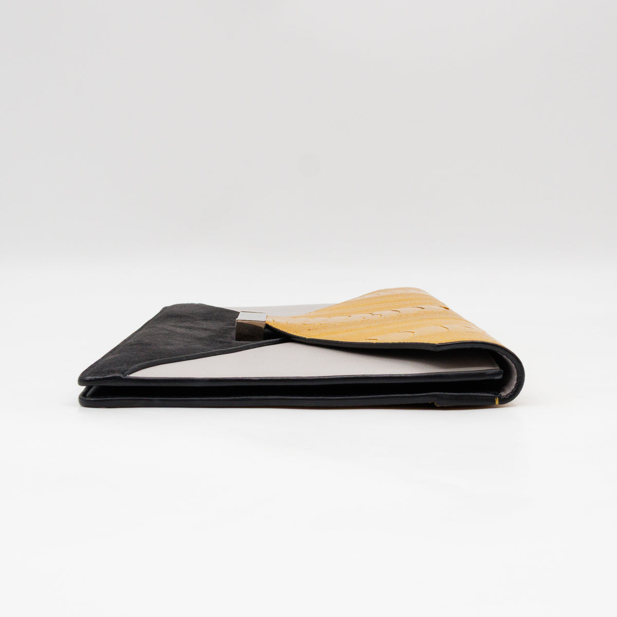 Tri-Color Diamond Clutch Ostrich Leather & Suede