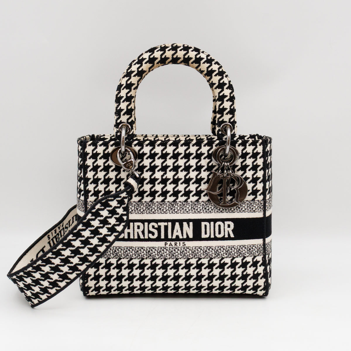 Lady D-Lite Embroidered Houndstooth Black White Canvas