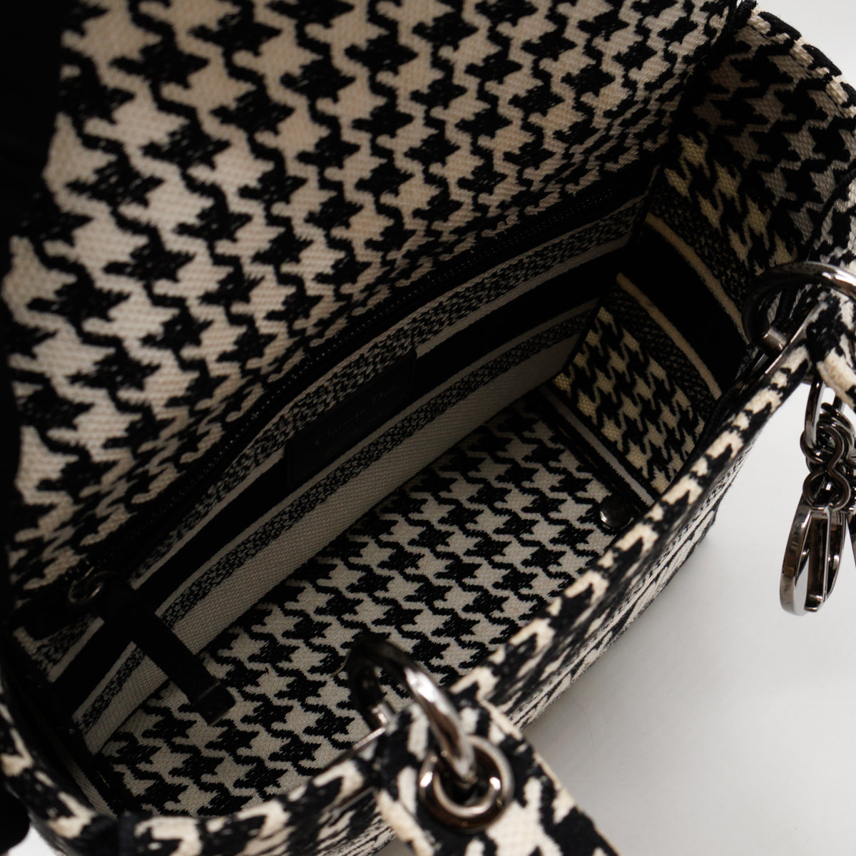Lady D-Lite Embroidered Houndstooth Black White Canvas
