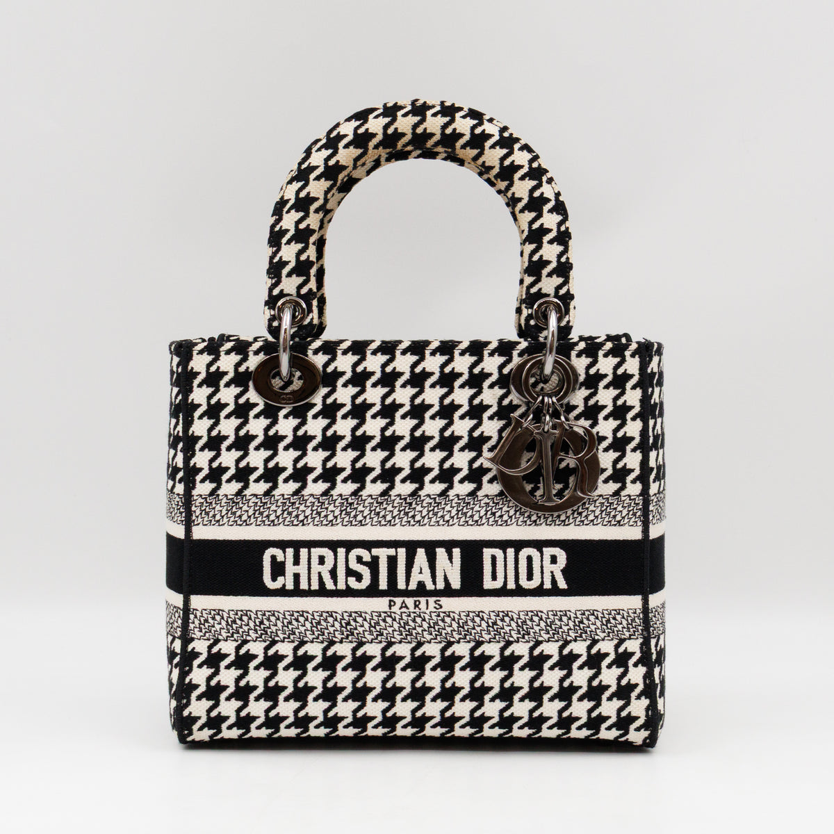 Lady D-Lite Embroidered Houndstooth Black White Canvas