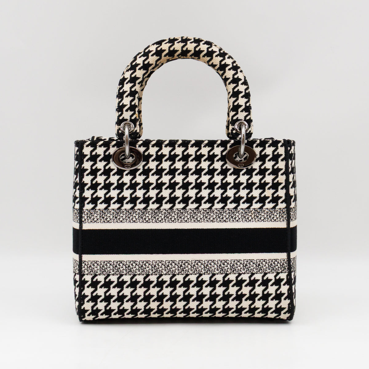 Lady D-Lite Embroidered Houndstooth Black White Canvas