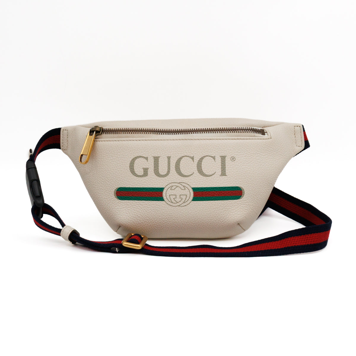 Web Logo Belt Bag White Leather