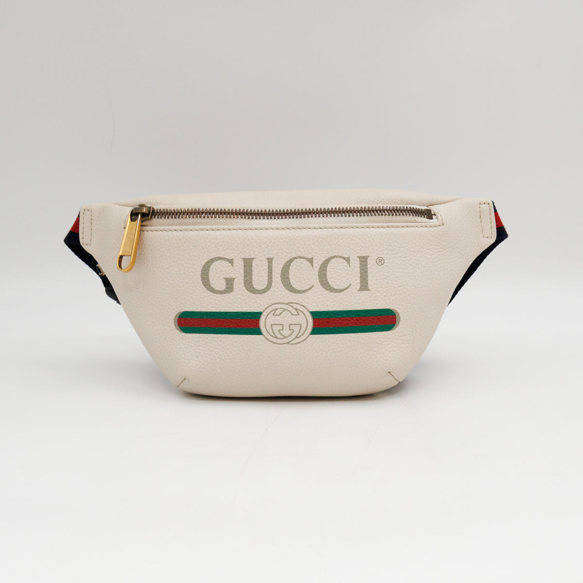 Web Logo Belt Bag White Leather