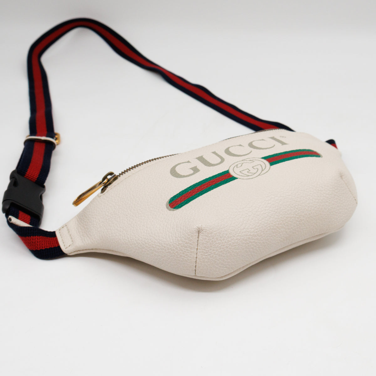 Web Logo Belt Bag White Leather