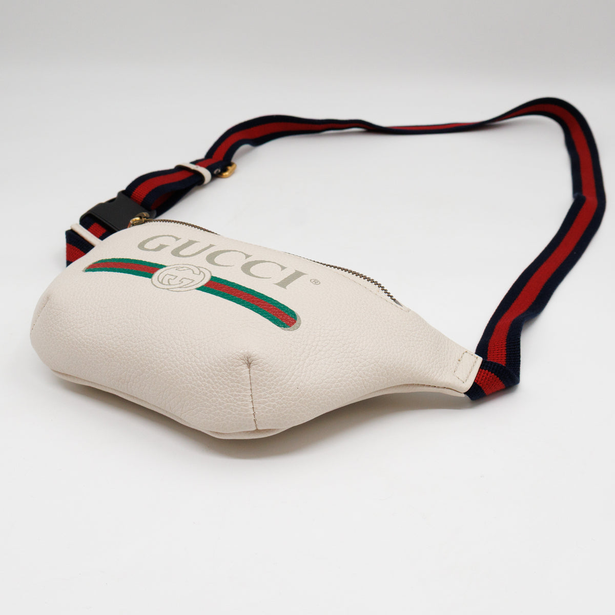 Web Logo Belt Bag White Leather