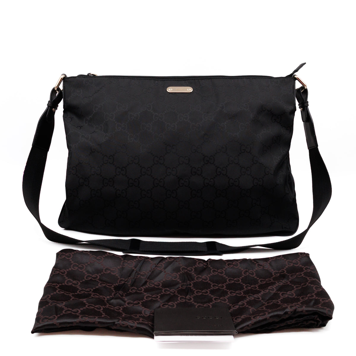 Large GG Canvas Messenger Bag Black