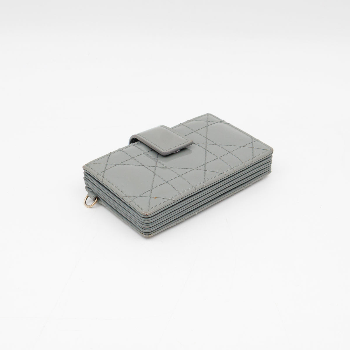 Lady Dior Jasmine Card Holder Grey Patent Leather