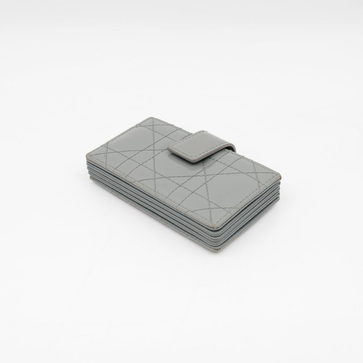 Lady Dior Jasmine Card Holder Grey Patent Leather