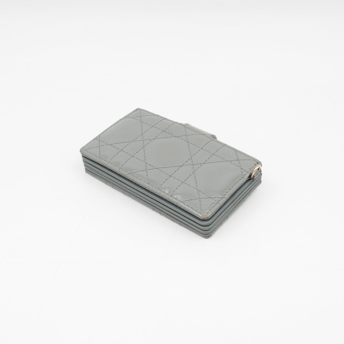Lady Dior Jasmine Card Holder Grey Patent Leather