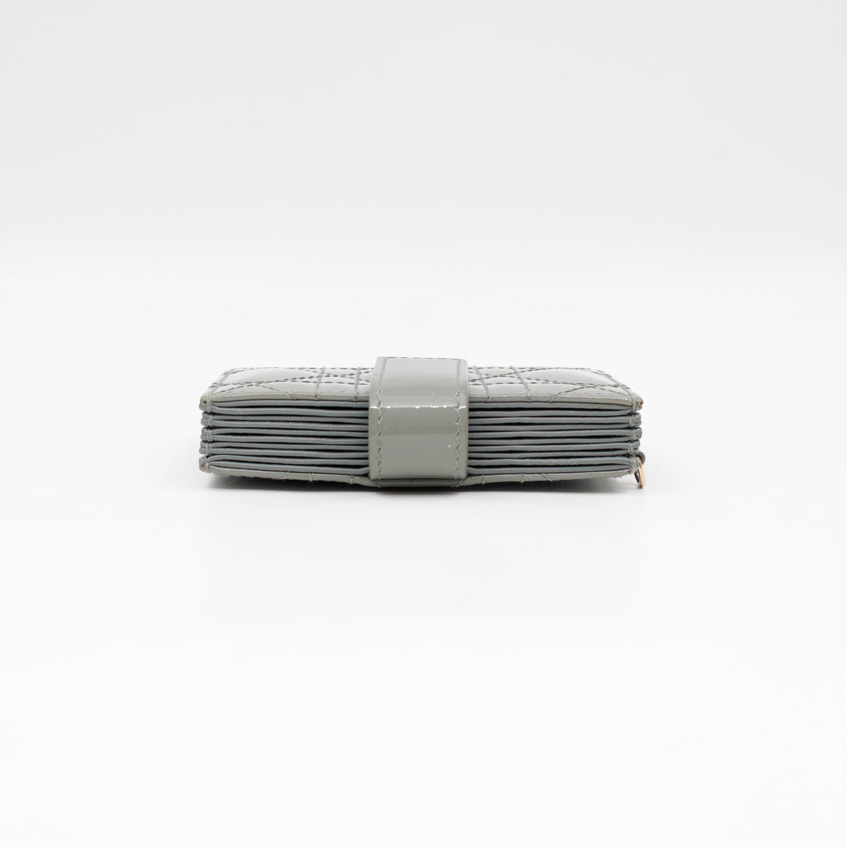 Lady Dior Jasmine Card Holder Grey Patent Leather