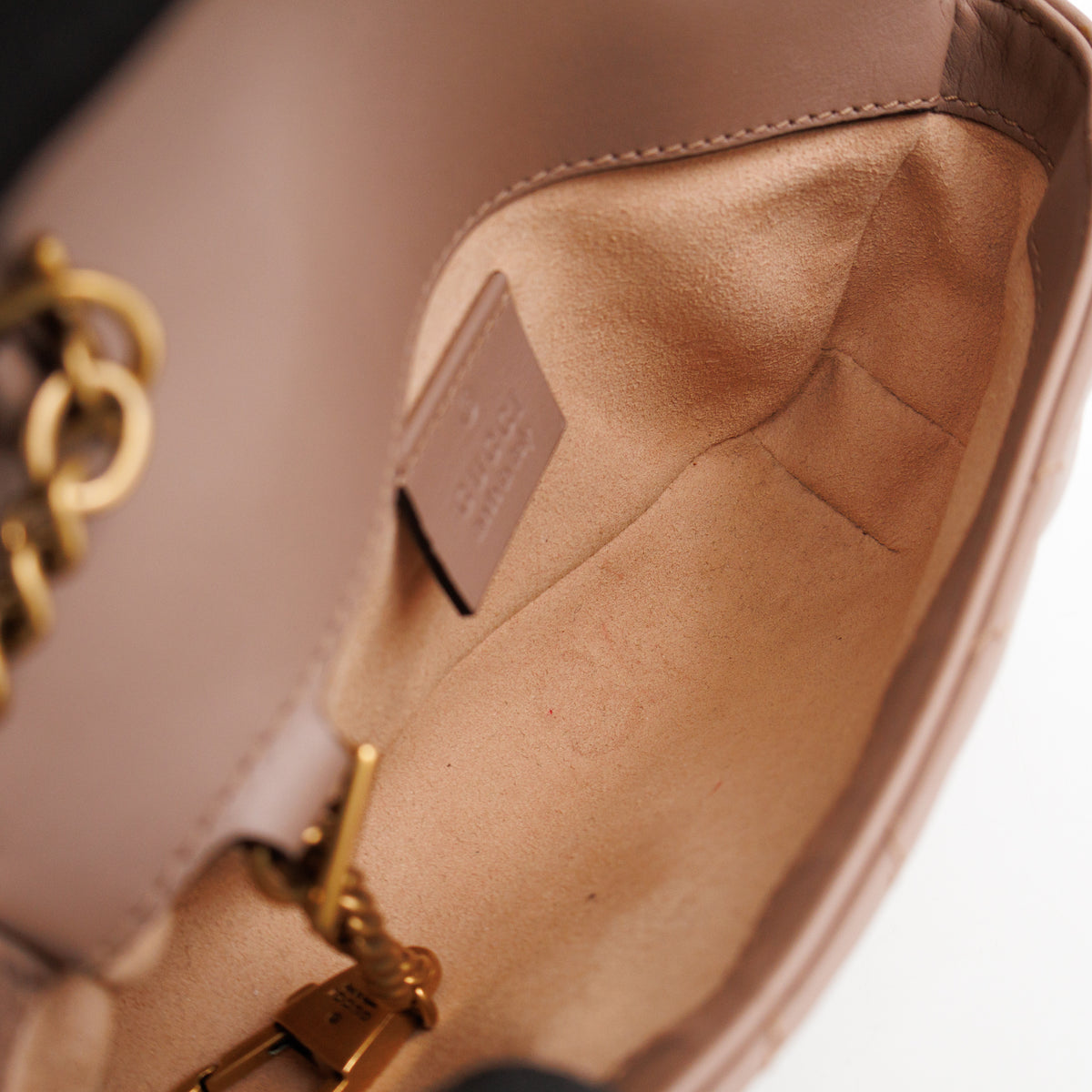 GG Marmont Super Mini Flap Bag Dusty Pink Leather