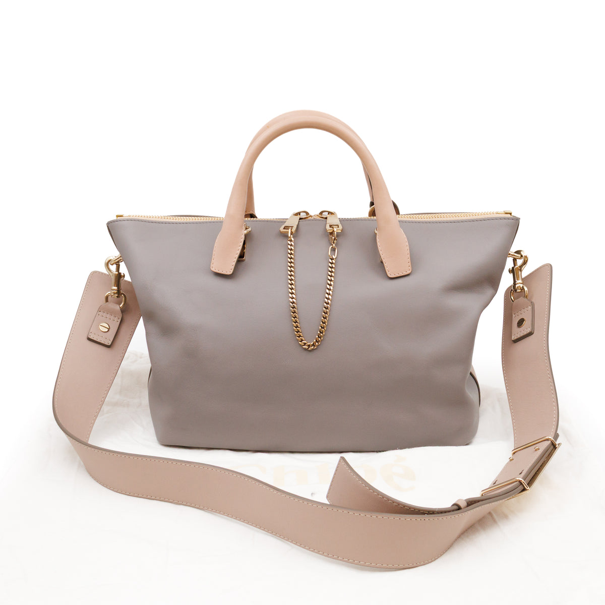 Baylee Medium Two-tone Leather Beige & Grey