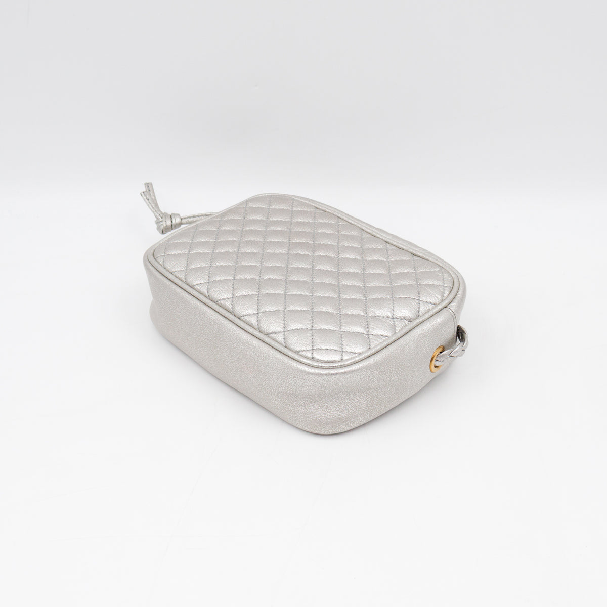 GG Shoulder Bag Silver Metallic Quilted Leather