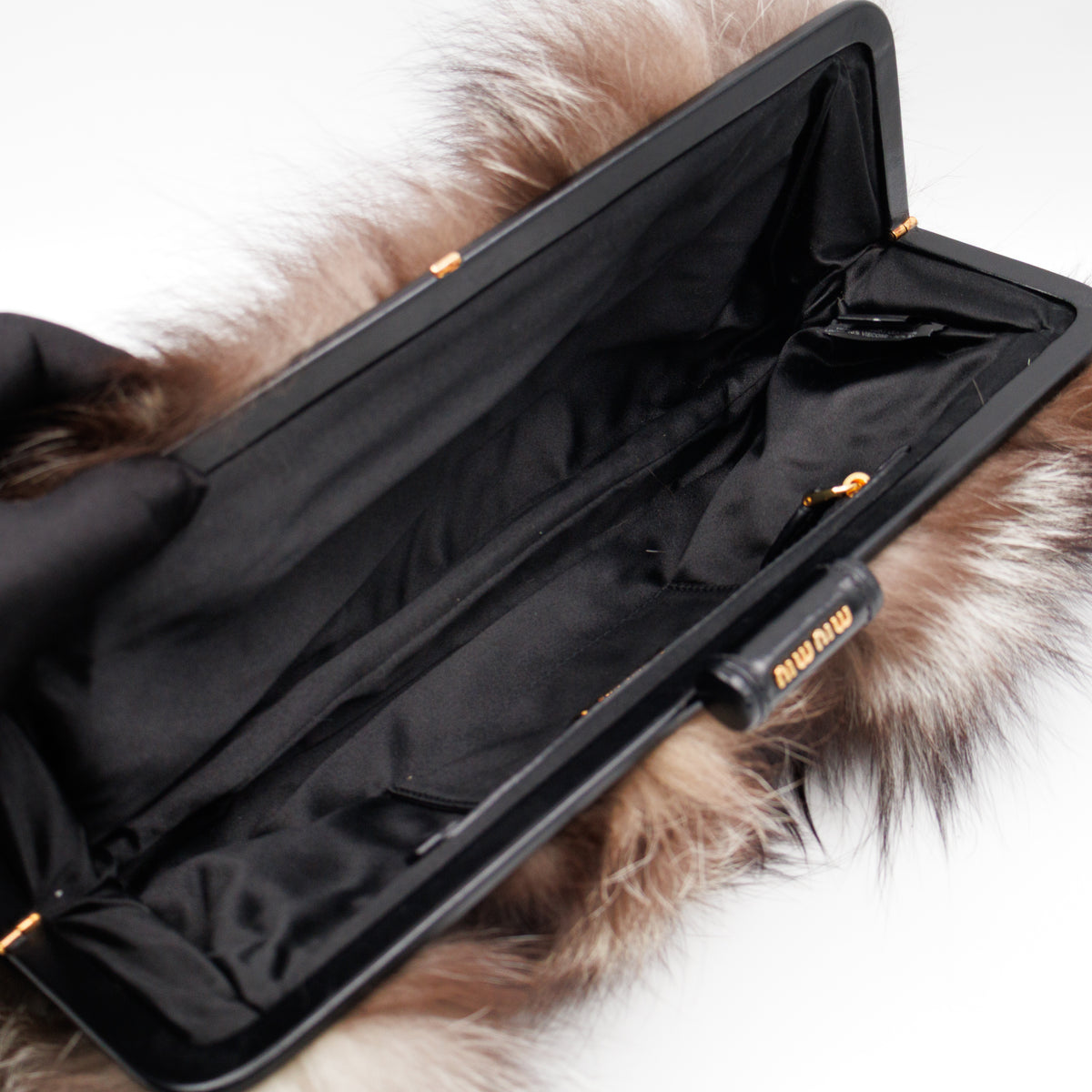 Frame Clutch Natural Fox Fur