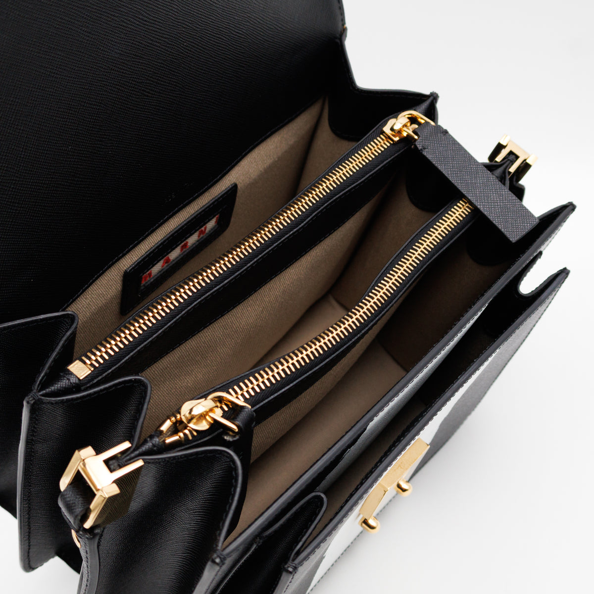 Trunk Bag Medium Black & White Leather