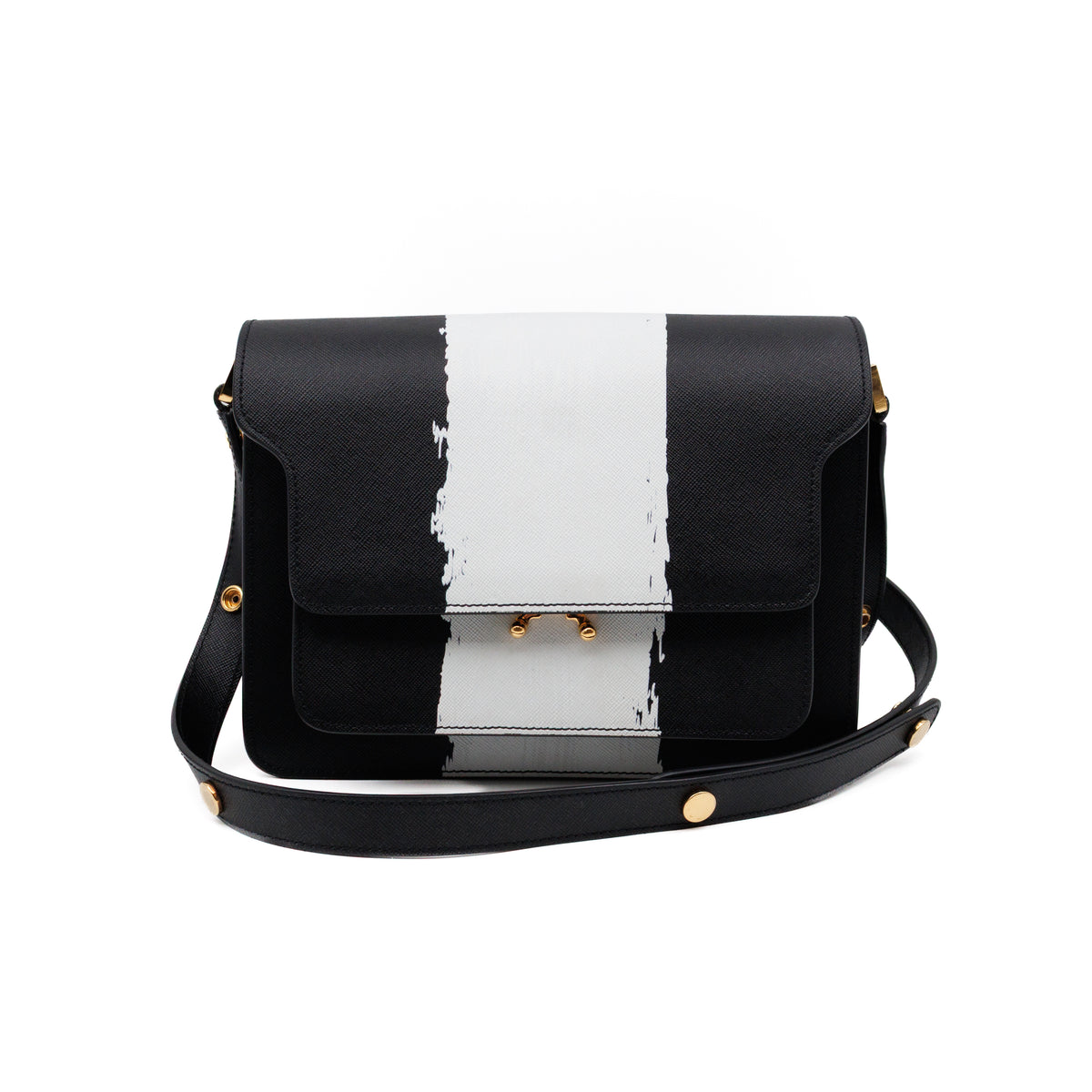 Trunk Bag Medium Black & White Leather