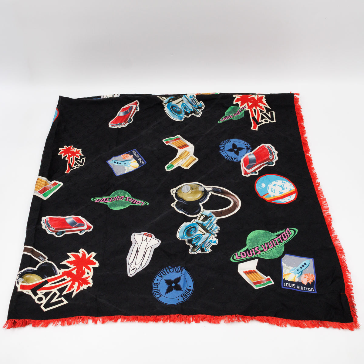 Jean World Tour Silk Scarf 120 cm Black