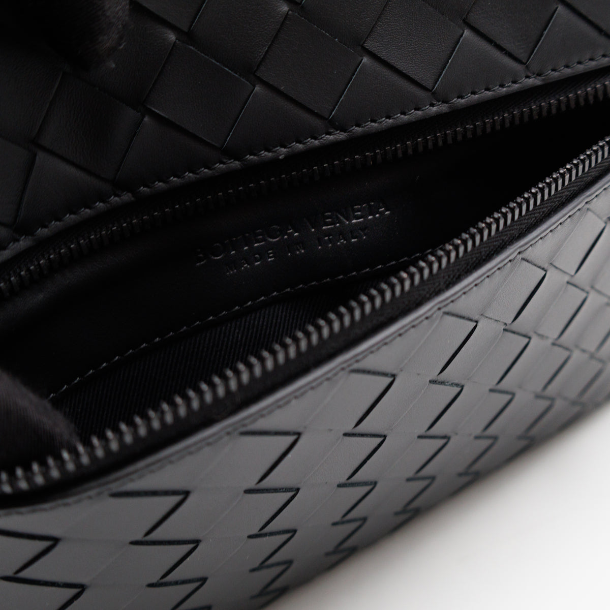 Intrecciato Document Case with Wristlet Small Black Leather