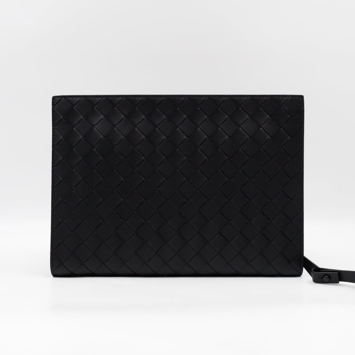 Intrecciato Document Case with Wristlet Small Black Leather