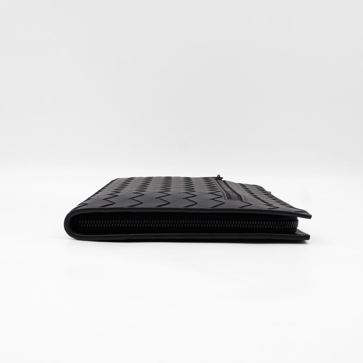 Intrecciato Document Case with Wristlet Small Black Leather